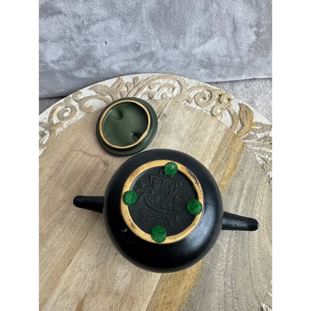 Vintage‎ Roseville USA Black Matte pottery Bowl Double handled USA MCM